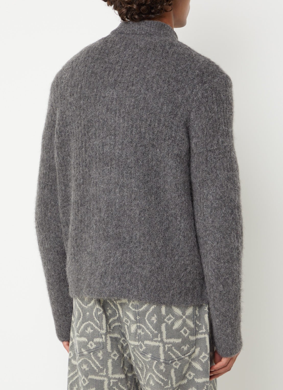 SAMSØE SAMSØE Job grofgebreid vest in alpaca wolblend - achterkant 3 donkergrijs