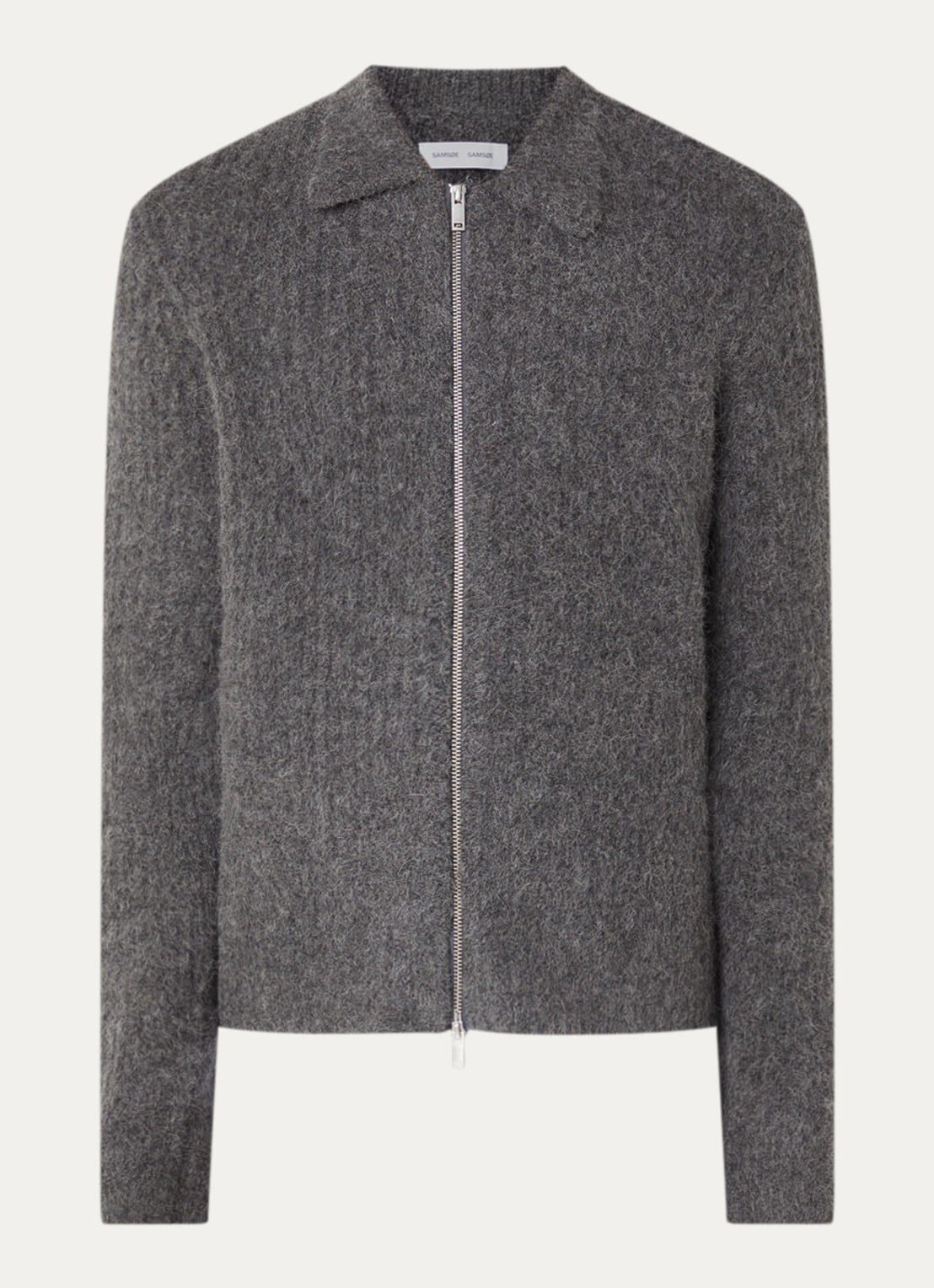 SAMSØE SAMSØE Job grofgebreid vest in alpaca wolblend - voorkant donkergrijs