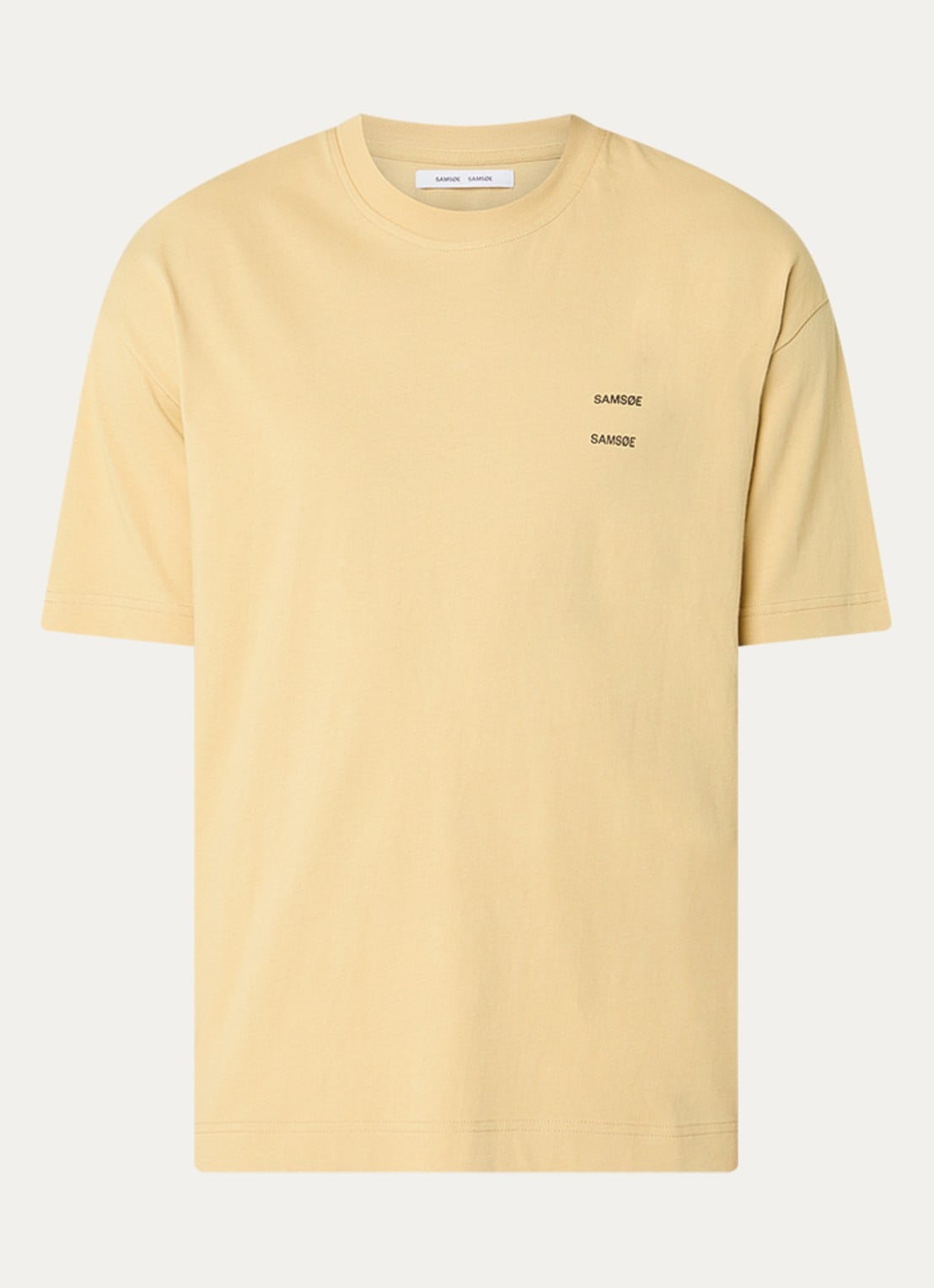 SAMSØE SAMSØE Joel T-shirt met logo - voorkant 2 mosterd