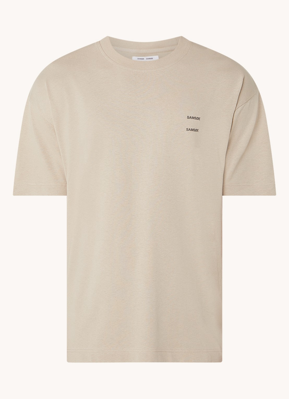 SAMSØE SAMSØE Joel T-shirt met logo - voorkant 3 donkerbeige