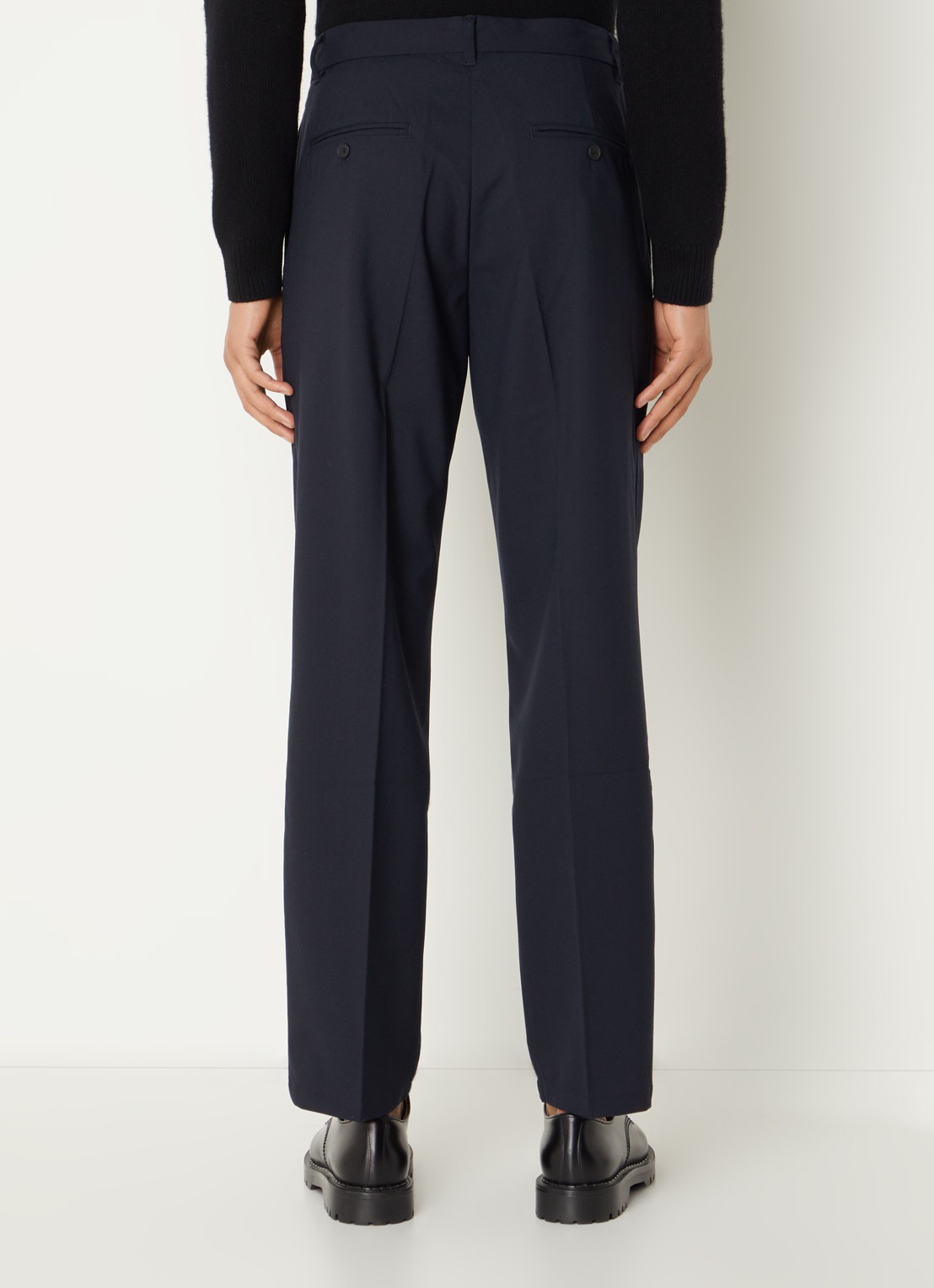 SAMSØE SAMSØE Johnny straight fit pantalon in wolblend met steekzakken - achterkant 5 antraciet