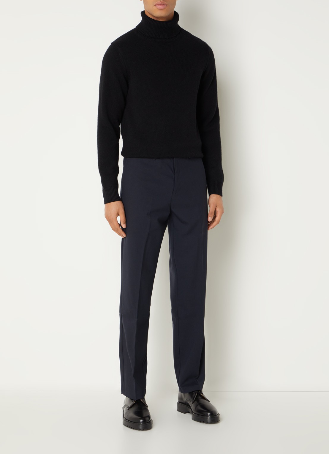 SAMSØE SAMSØE Johnny straight fit pantalon in wolblend met steekzakken - voorkant 4 antraciet