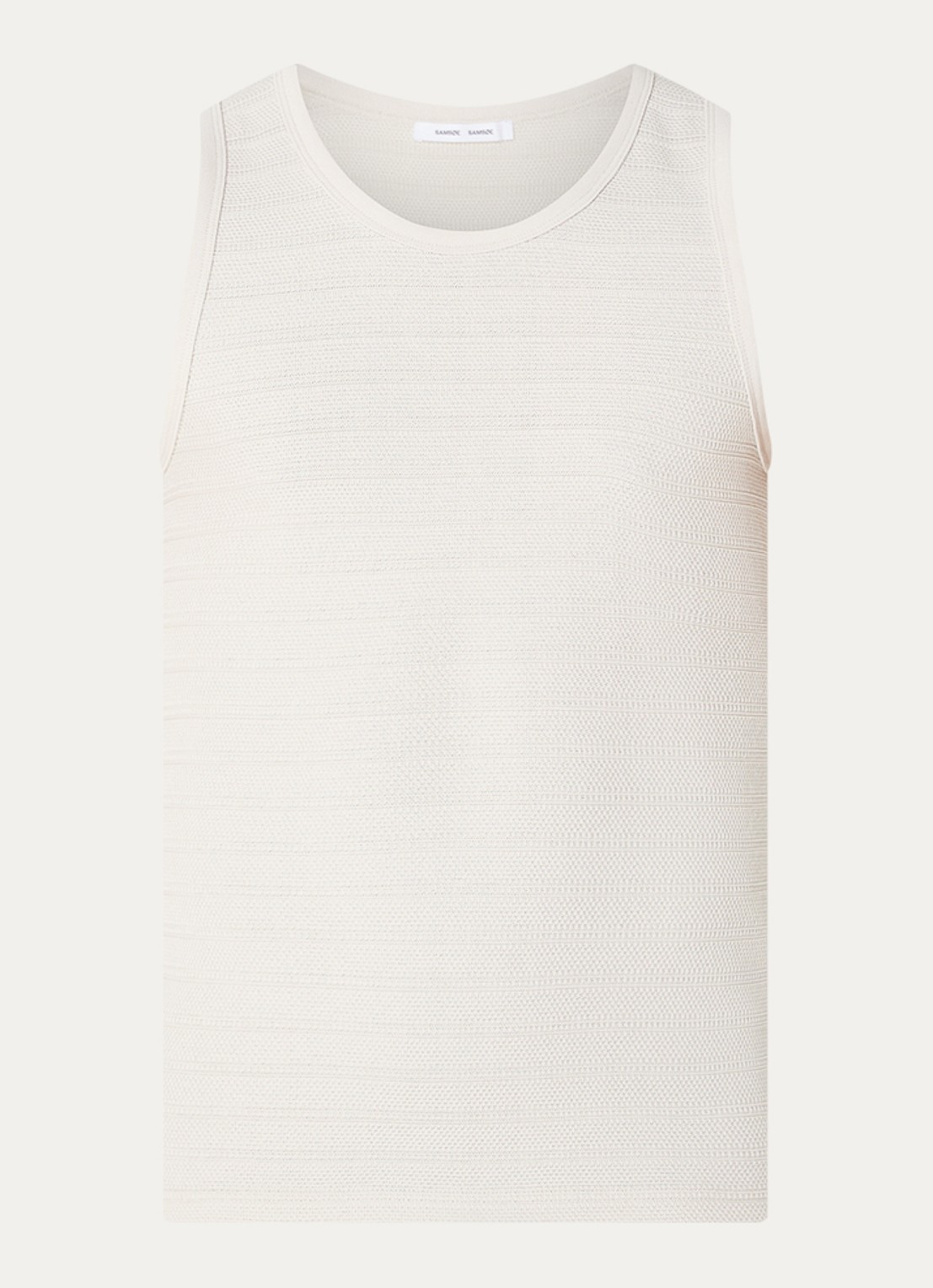 SAMSØE SAMSØE Lars grofgebreide tanktop  - voorkant 2 gebroken wit