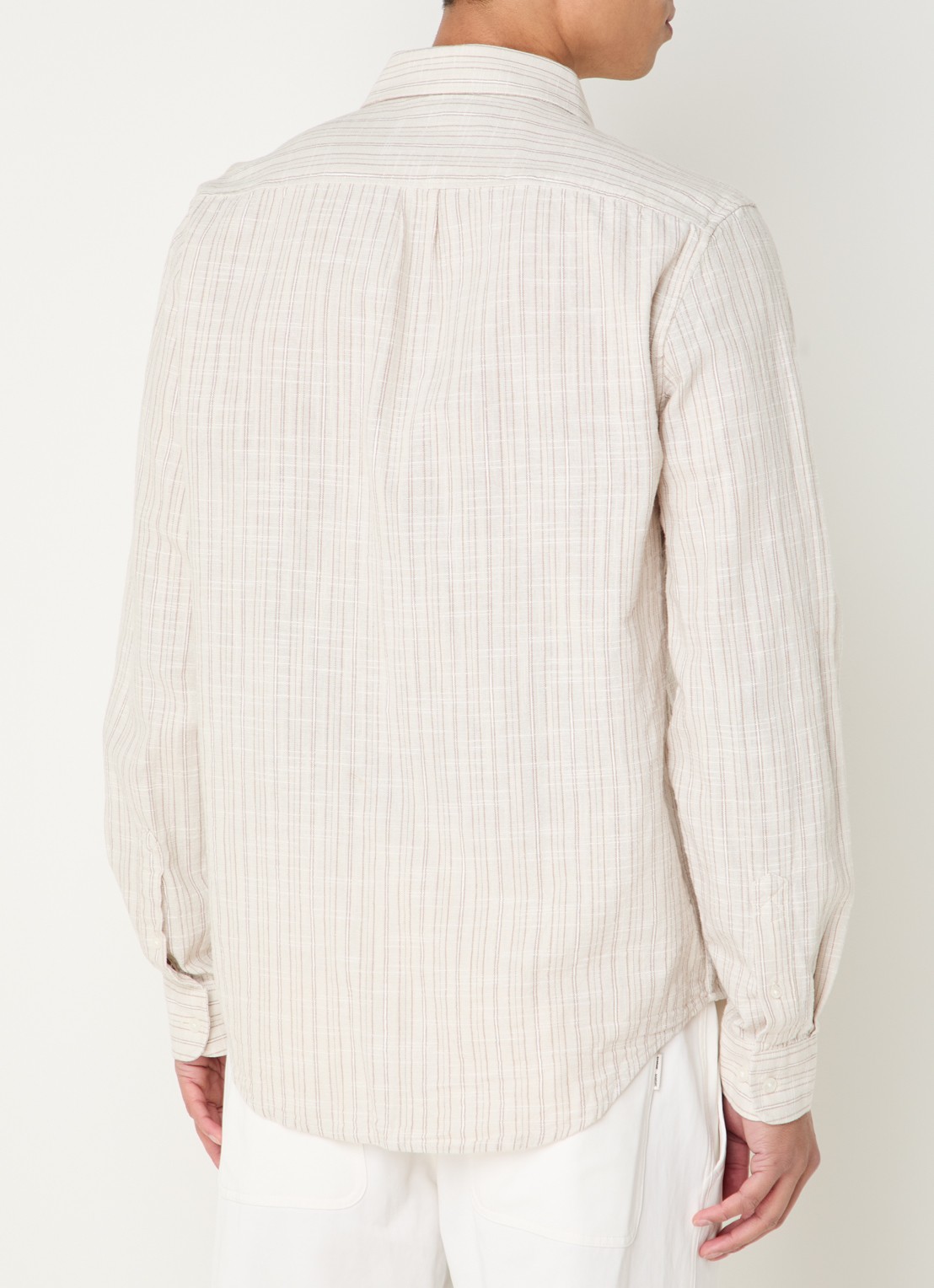SAMSØE SAMSØE Liam regular fit overhemd in linnenblend - achterkant 2 beige