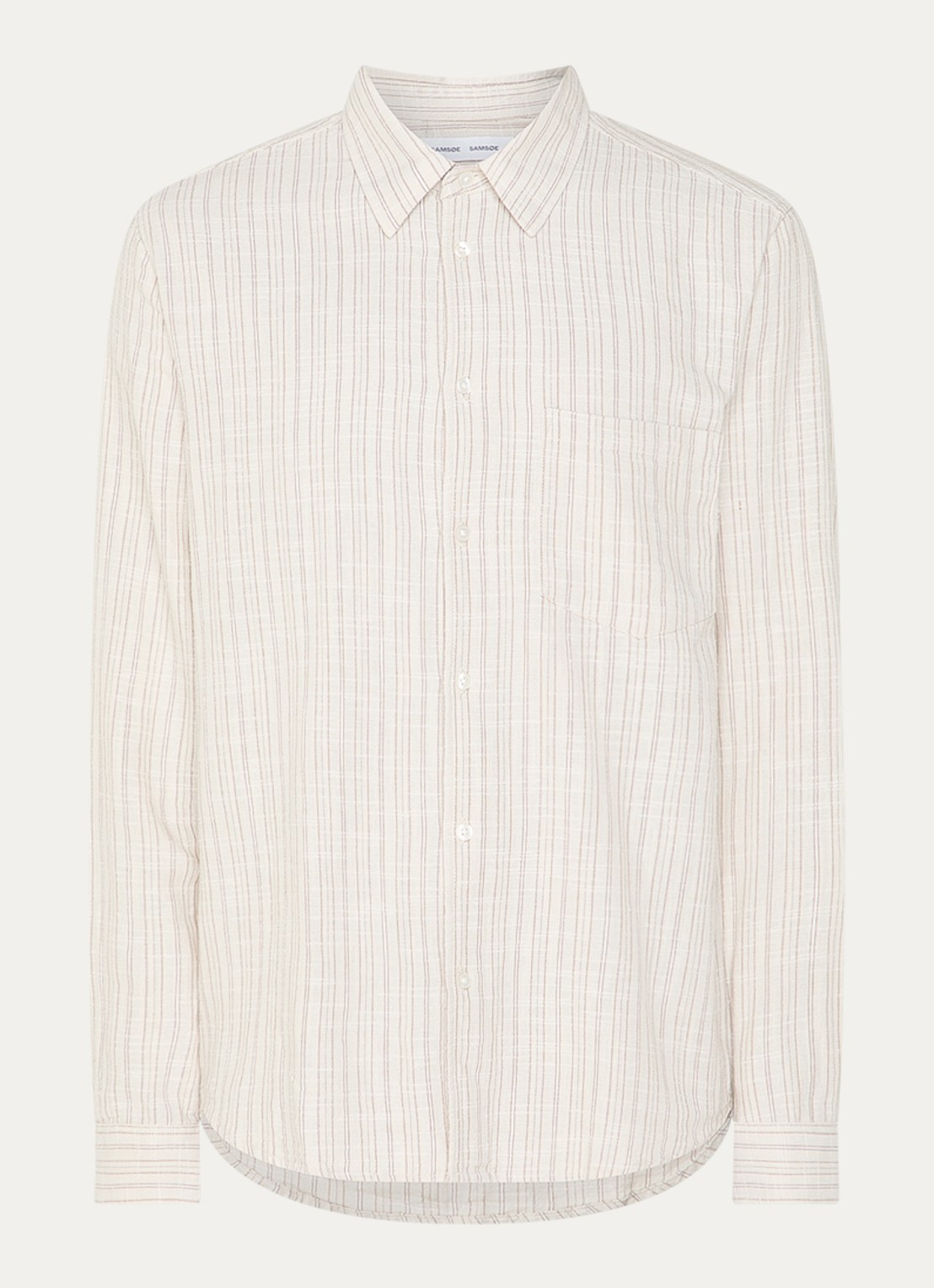 SAMSØE SAMSØE Liam regular fit overhemd in linnenblend - voorkant 3 beige