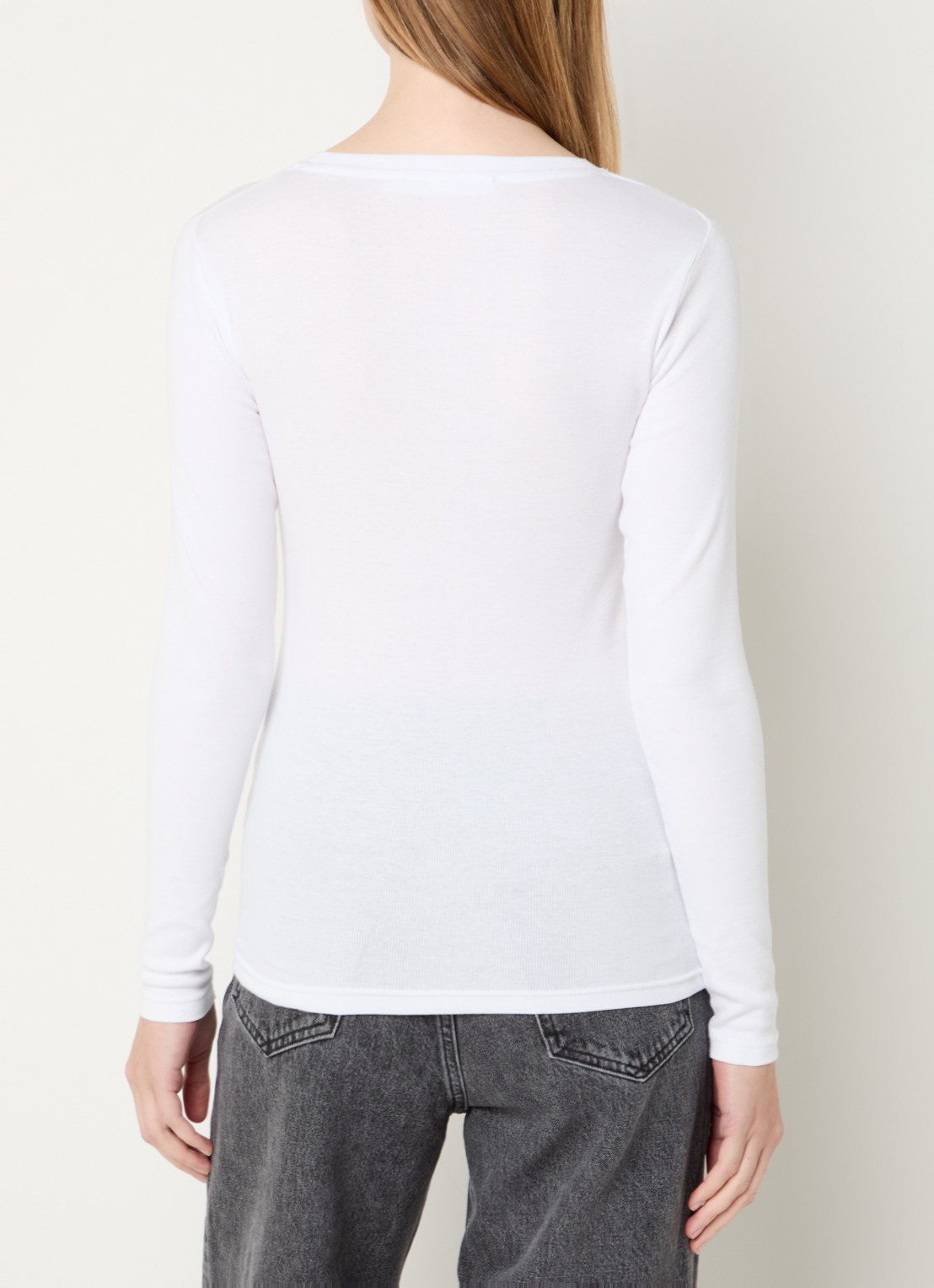 SAMSØE SAMSØE Longsleeve van  katoen met ribstructuur - achterkant 4 wit
