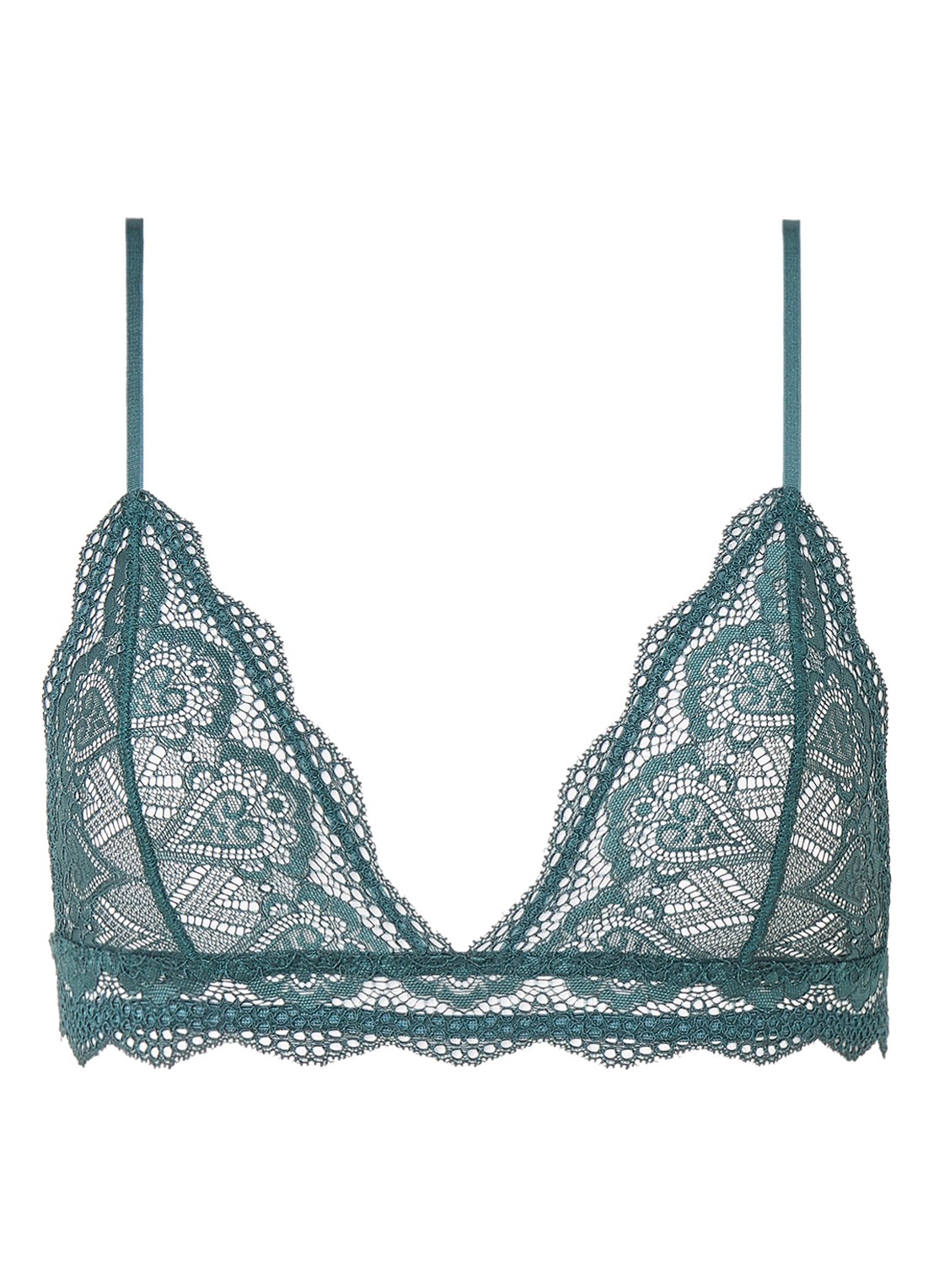 SAMSØE SAMSØE Marilyn bralette van kant - voorkant 2 donkergroen