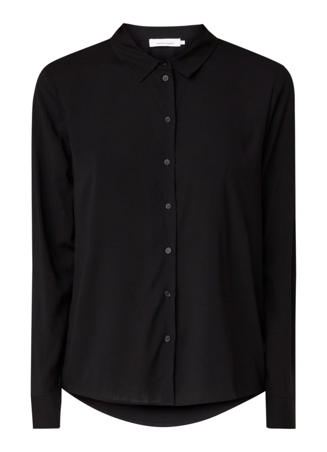 SAMSØE SAMSØE Milly blouse met lang achterpand - voorkant 2 zwart
