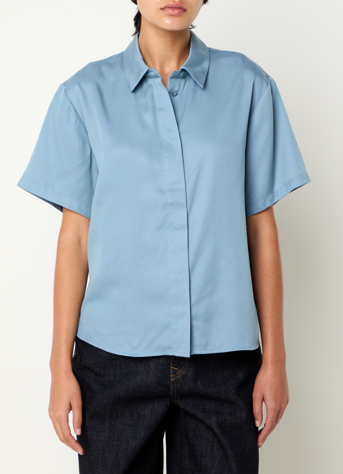 SAMSØE SAMSØE Mina blouse met kraag - detail 4 blauw