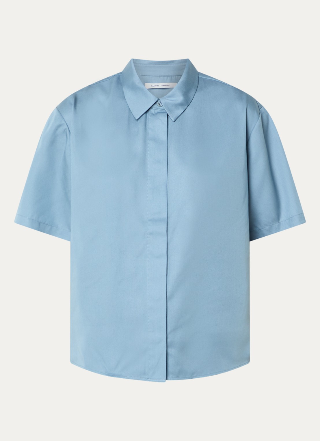 SAMSØE SAMSØE Mina blouse met kraag - voorkant blauw