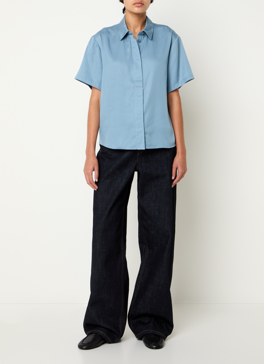 SAMSØE SAMSØE Mina blouse met kraag - voorkant 2 blauw