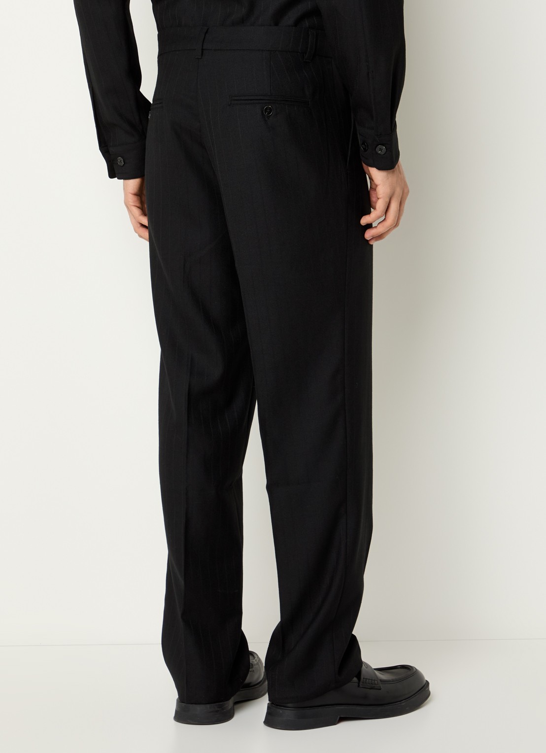 SAMSØE SAMSØE Noah straight fit pantalon in wolblend met steekzakken - achterkant 3 zwart
