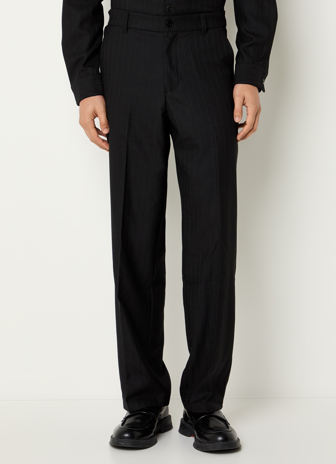SAMSØE SAMSØE Noah straight fit pantalon in wolblend met steekzakken - detail 4 zwart