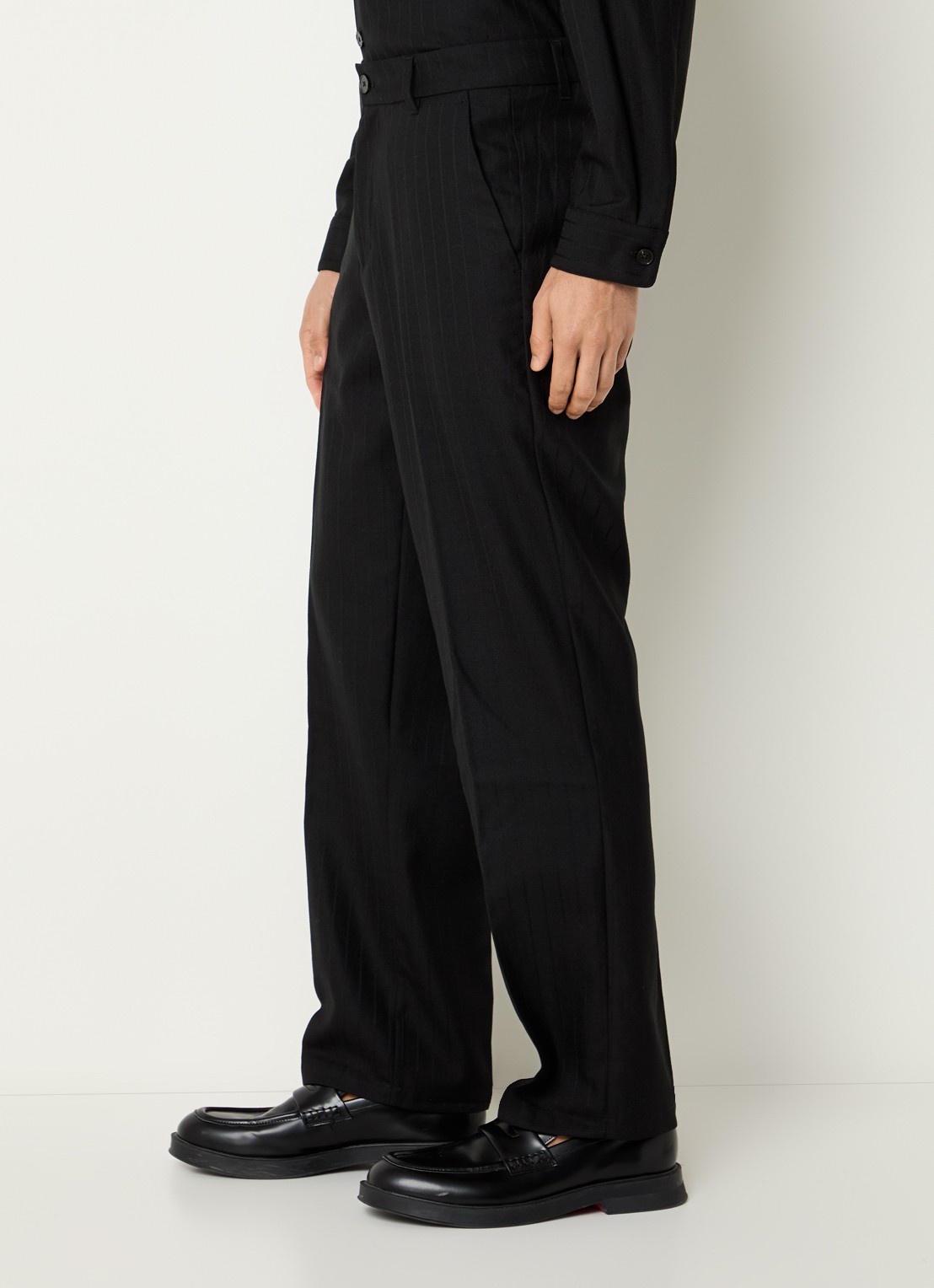 SAMSØE SAMSØE Noah straight fit pantalon in wolblend met steekzakken - detail 5 zwart