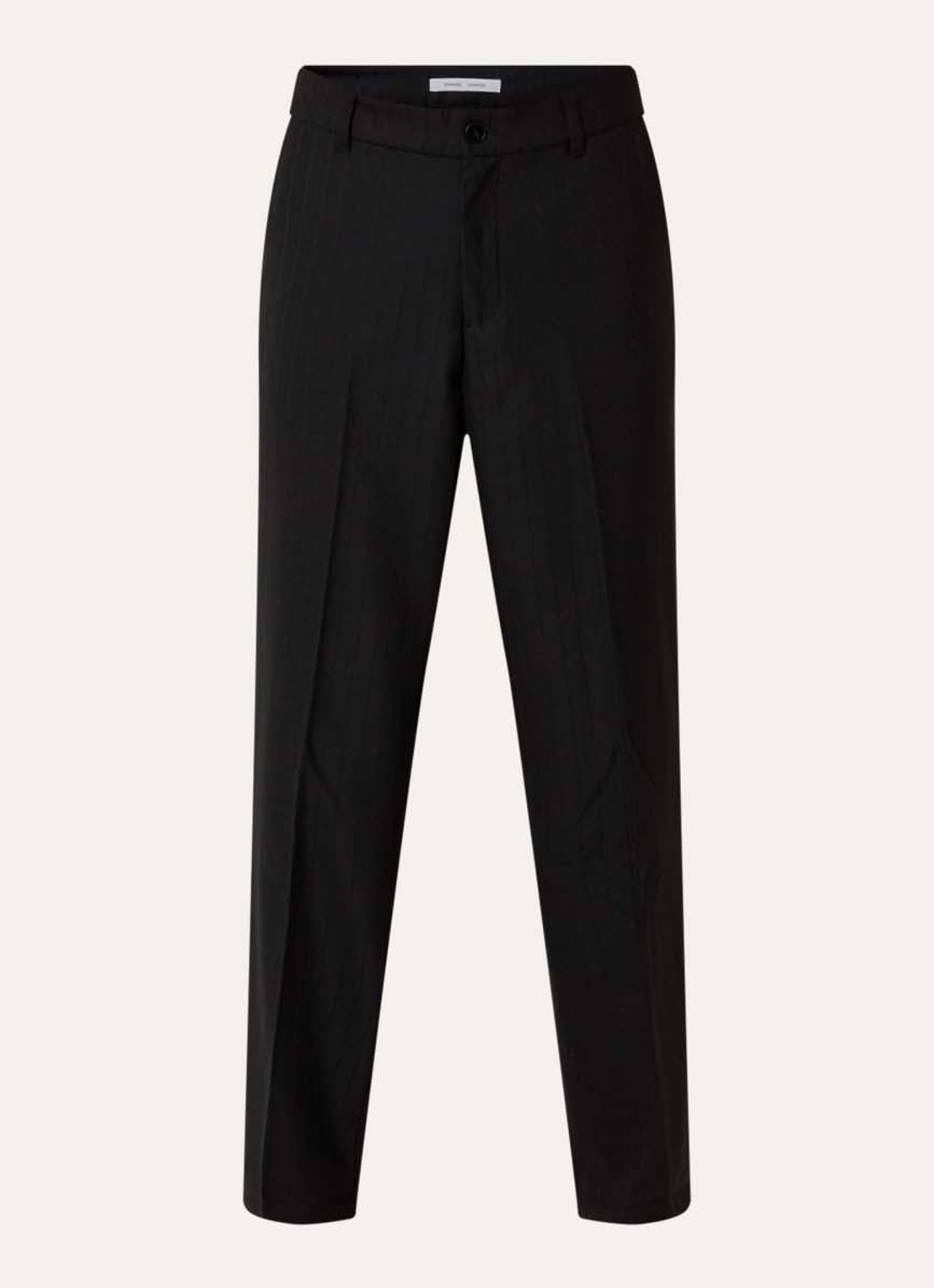 SAMSØE SAMSØE Noah straight fit pantalon in wolblend met steekzakken - voorkant zwart