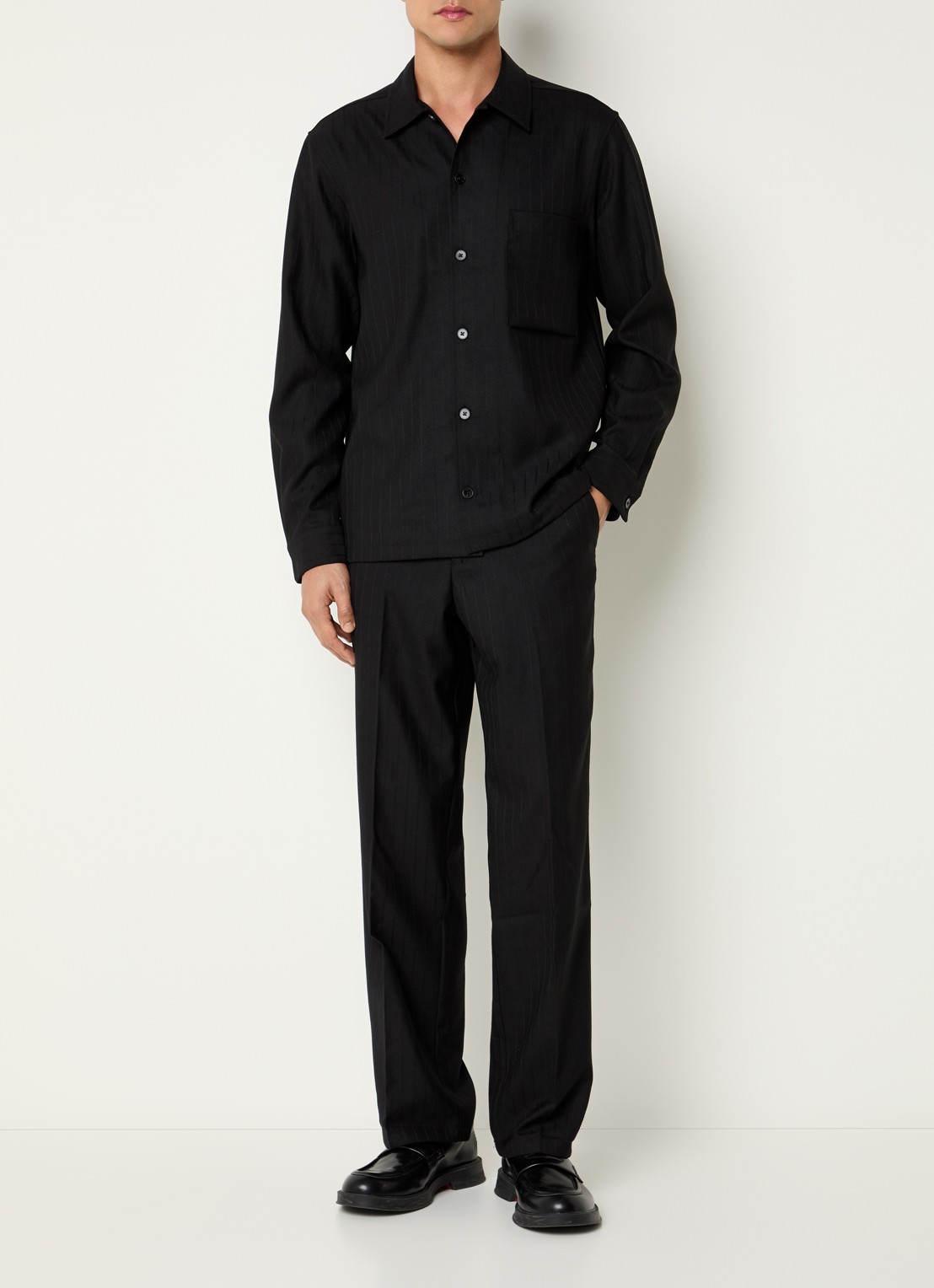 SAMSØE SAMSØE Noah straight fit pantalon in wolblend met steekzakken - voorkant 2 zwart