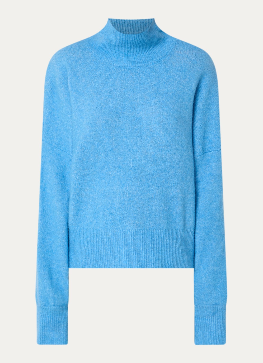 SAMSØE SAMSØE Nola fijngebreide coltrui in alpaca wolblend - voorkant blauw