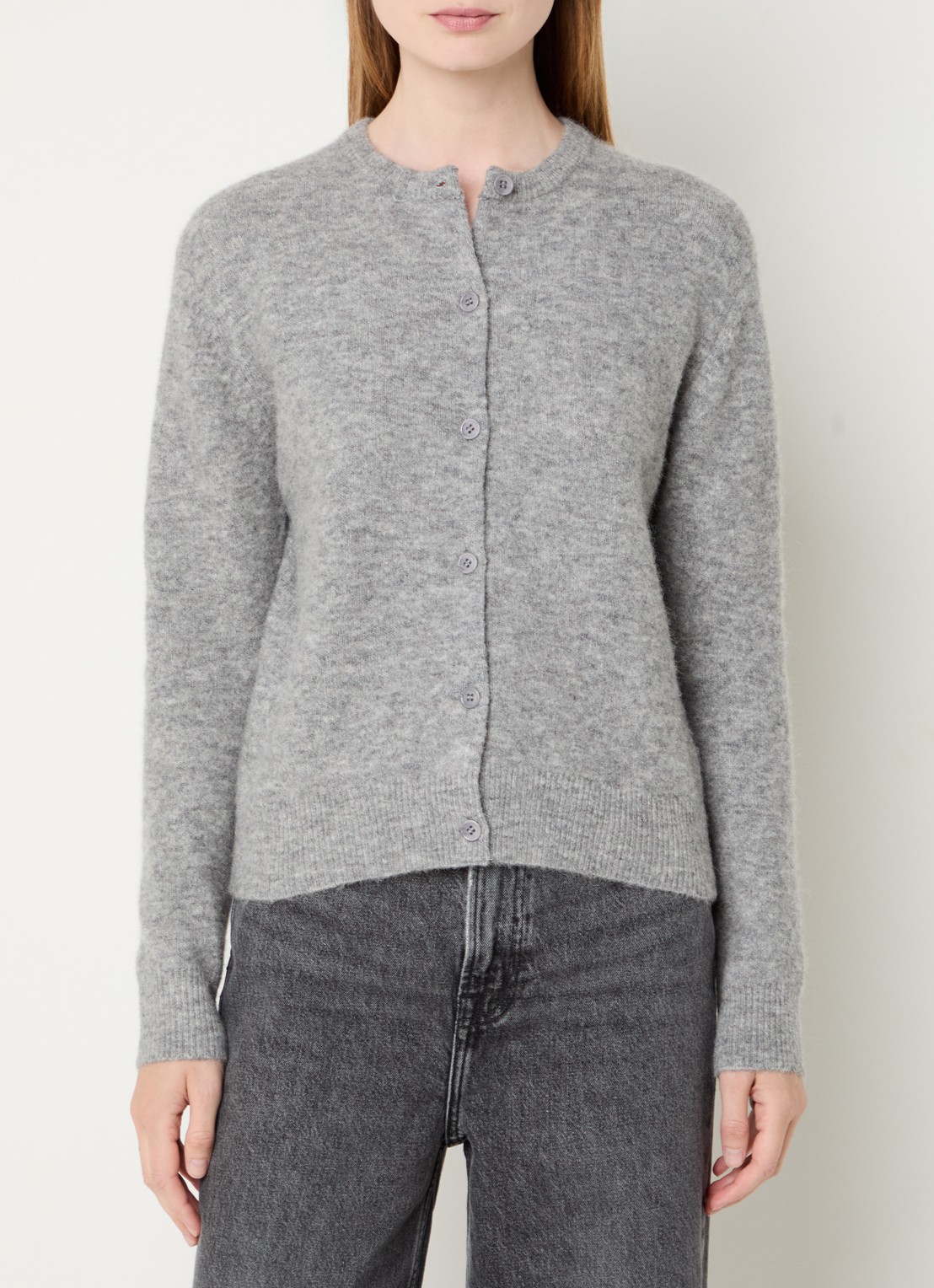 SAMSØE SAMSØE Nor fijngebreid vest in alpaca wolblend - detail grijsmele