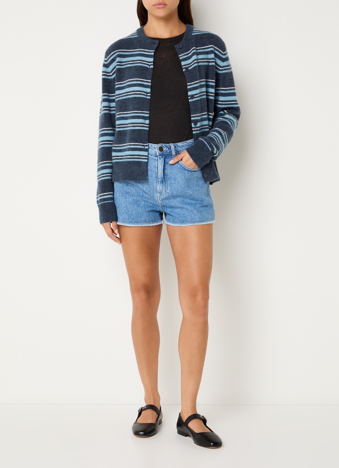 SAMSØE SAMSØE Nor fijngebreid vest in alpaca wolblend - voorkant 3 indigo