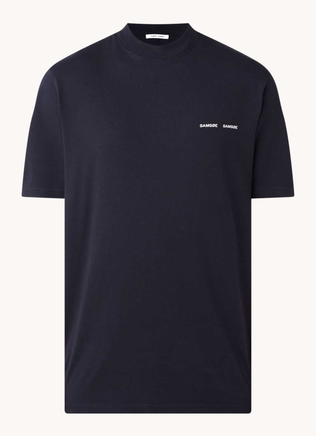 SAMSØE SAMSØE Norsbro T-shirt met logo - voorkant 3 donkerblauw