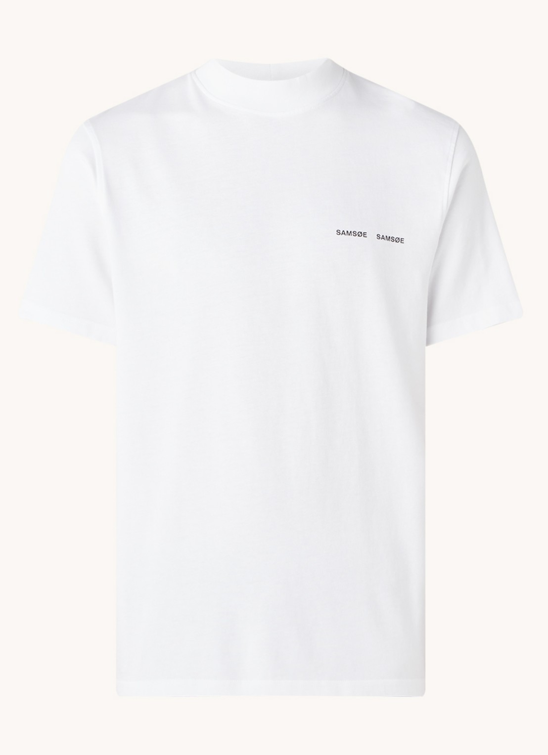 SAMSØE SAMSØE Norsbro T-shirt met opstaande kraag en logo - voorkant 3 wit