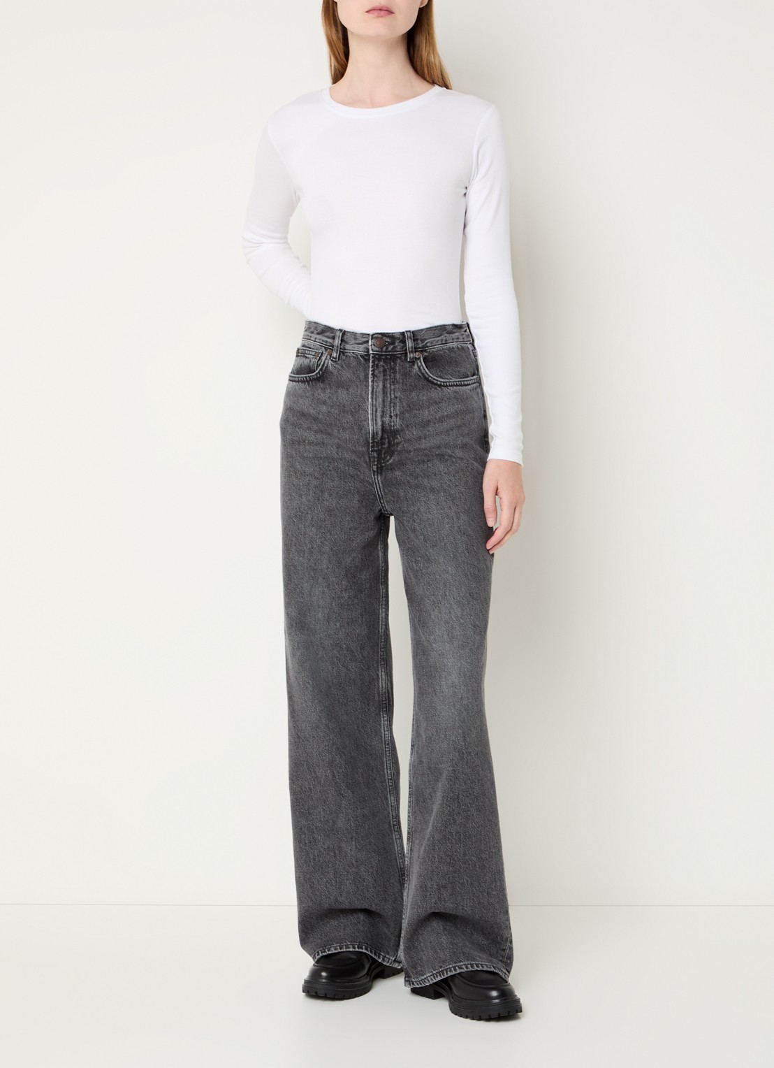 SAMSØE SAMSØE Rebecca loose fit jeans met gekleurde wassing - voorkant 2 antraciet