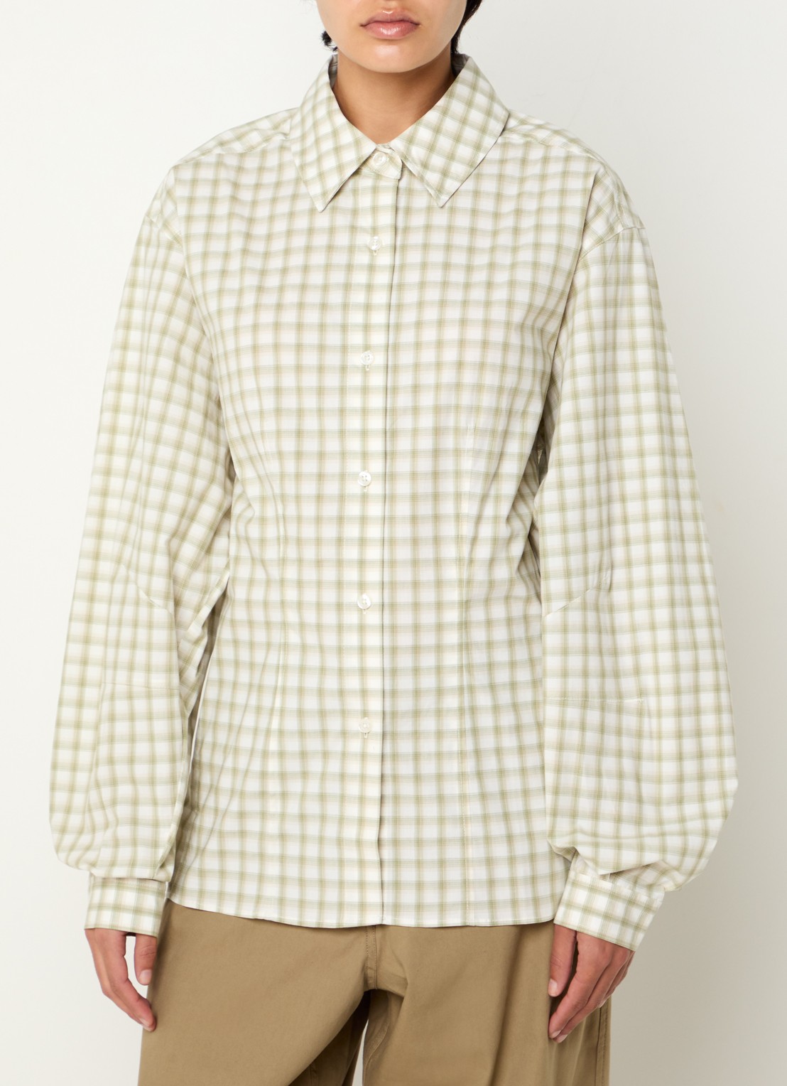 SAMSØE SAMSØE Saalesso blouse met ruitdessin - detail 3 groen