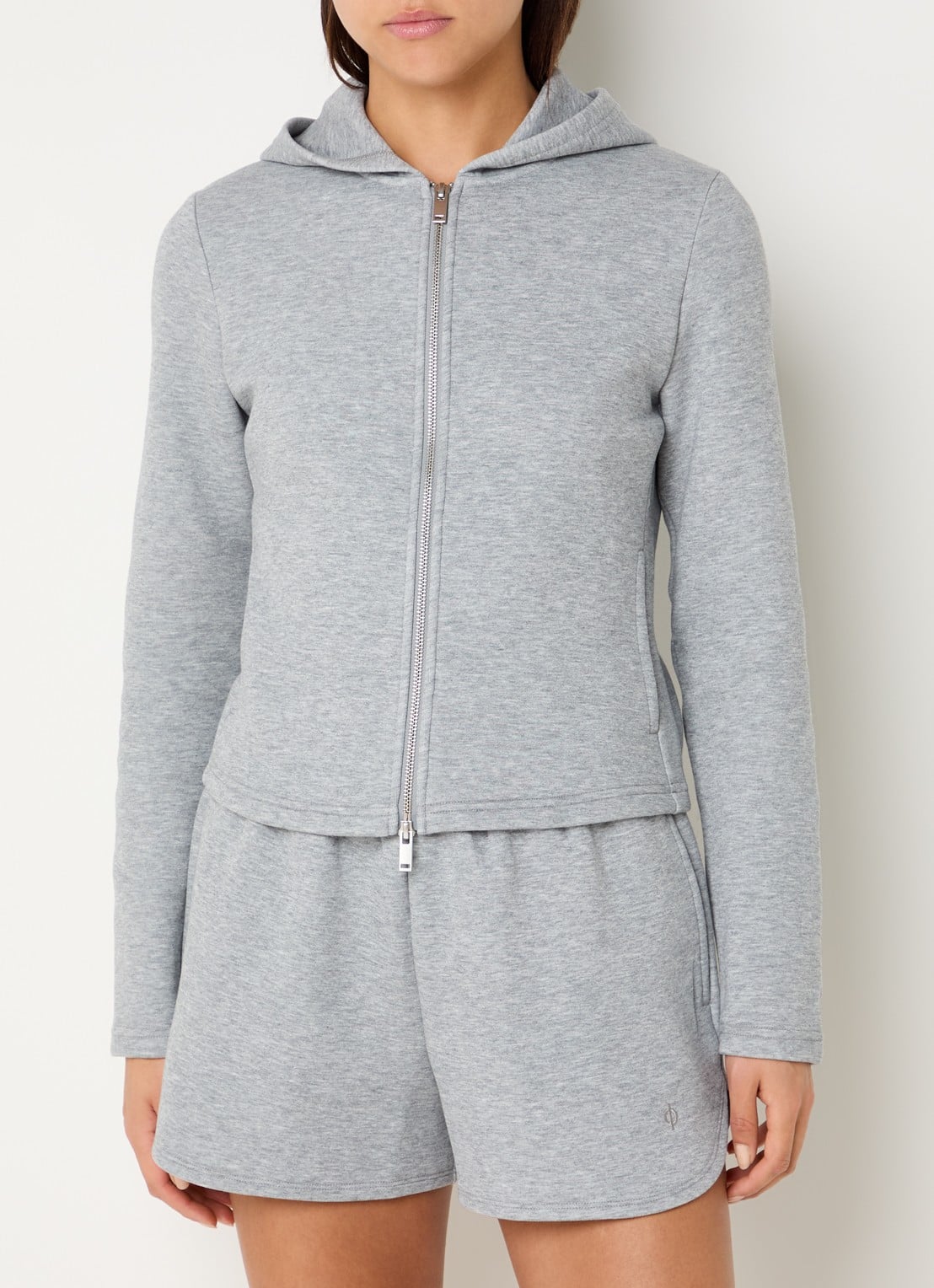 SAMSØE SAMSØE Saalice sweatvest met steekzakken - detail grijsmele