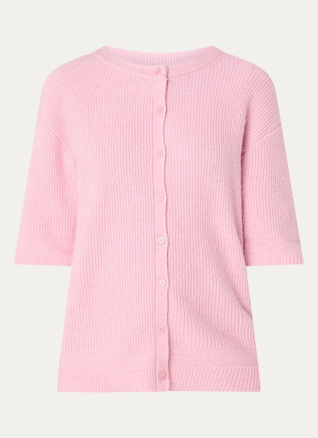 SAMSØE SAMSØE Saanoura fijngebreid vest in alpaca wolblend - voorkant 3 roze