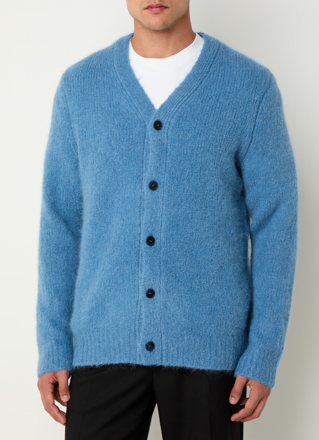 SAMSØE SAMSØE Saarin grofgebreid vest in alpaca wolblend - detail 4 staalblauw