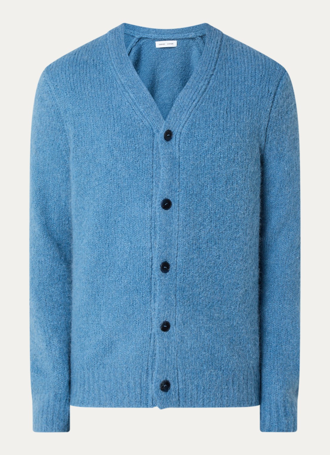 SAMSØE SAMSØE Saarin grofgebreid vest in alpaca wolblend - voorkant 2 staalblauw