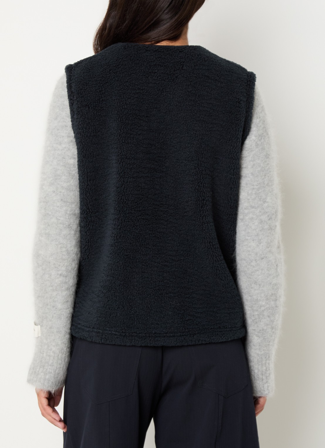 SAMSØE SAMSØE Saautum gilet van teddy met steekzakken - achterkant 4 donkerblauw