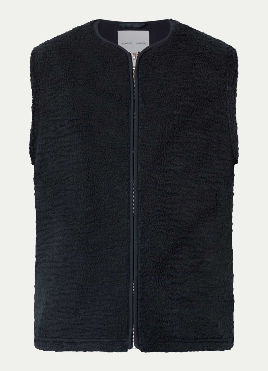 SAMSØE SAMSØE Saautum gilet van teddy met steekzakken - voorkant 2 donkerblauw