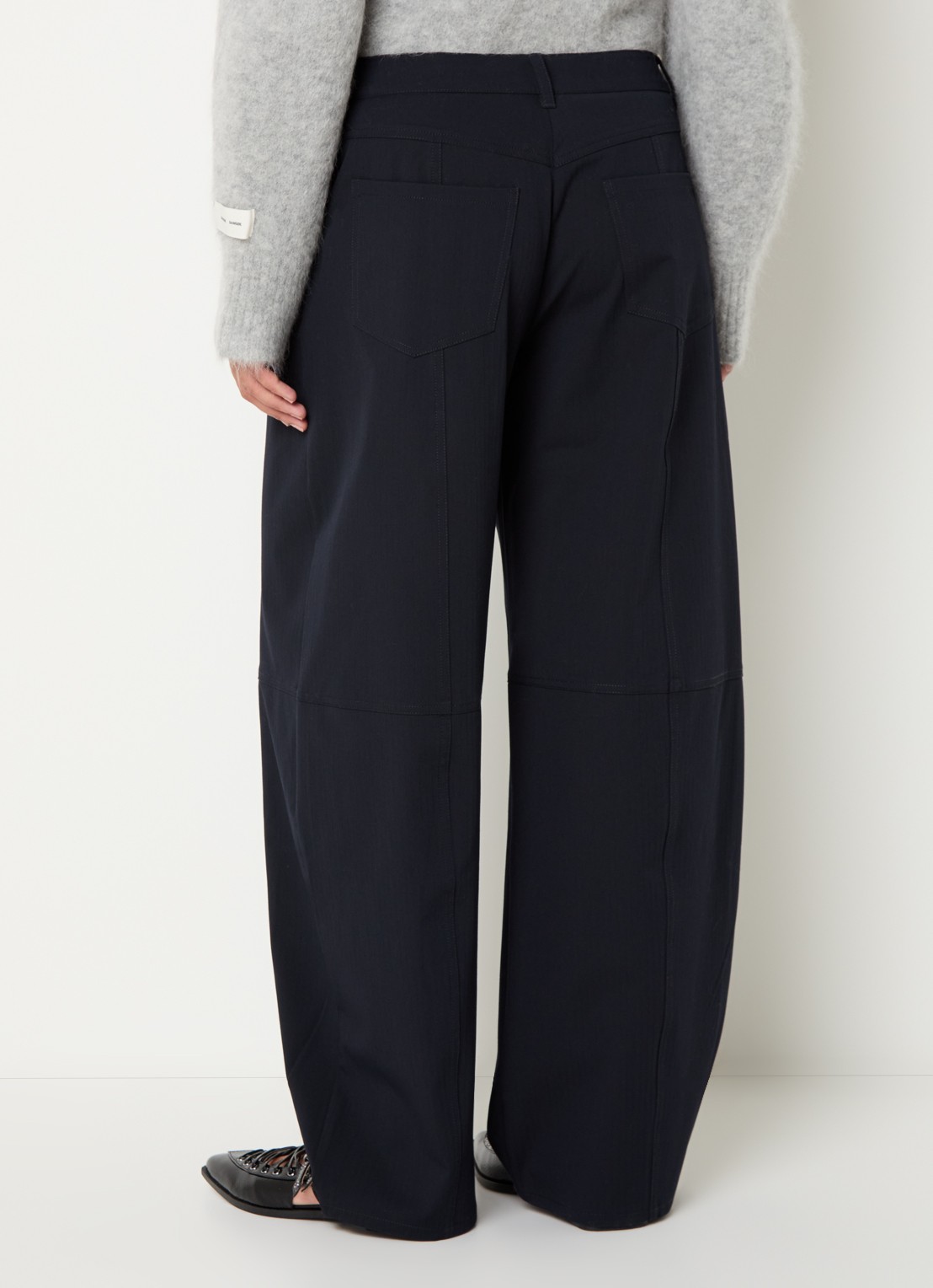 SAMSØE SAMSØE Sabianca high waist wide fit broek met steekzakken - achterkant donkerblauw
