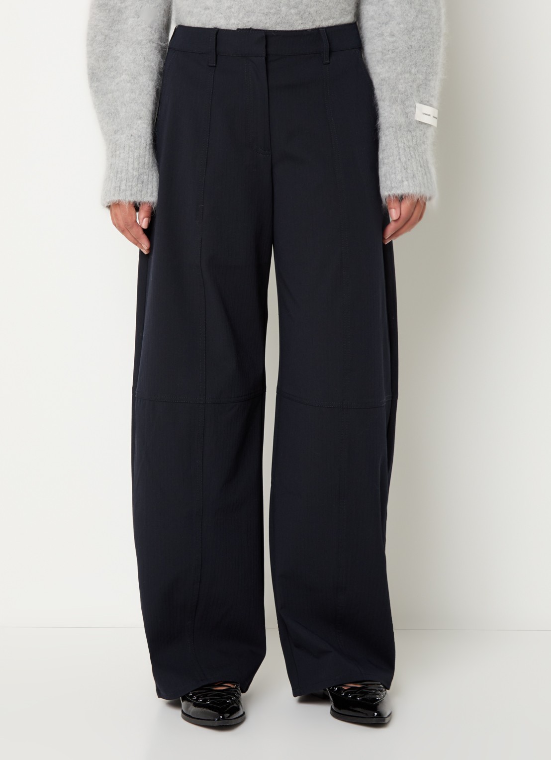 SAMSØE SAMSØE Sabianca high waist wide fit broek met steekzakken - detail 4 donkerblauw