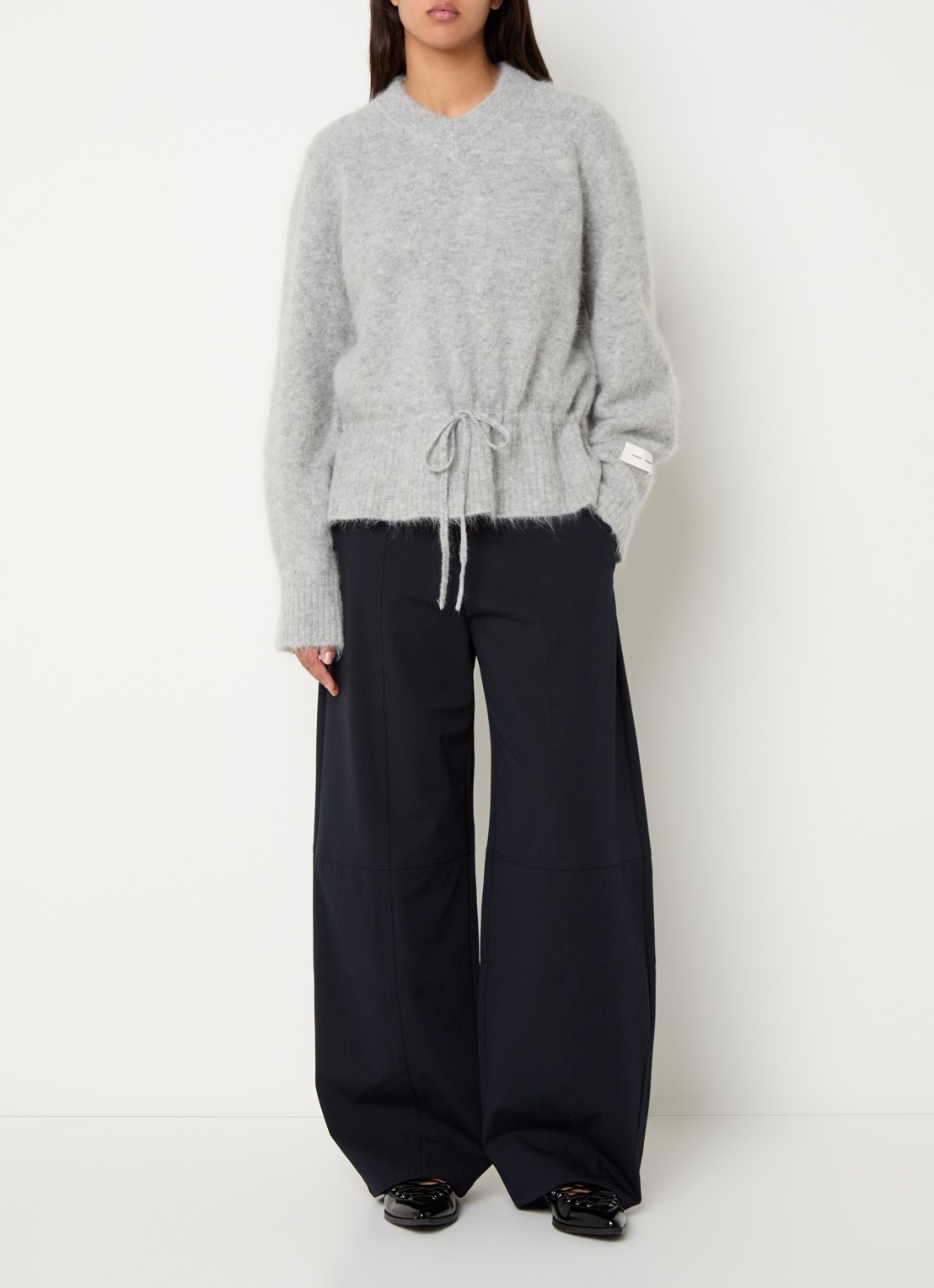 SAMSØE SAMSØE Sabianca high waist wide fit broek met steekzakken - voorkant 3 donkerblauw