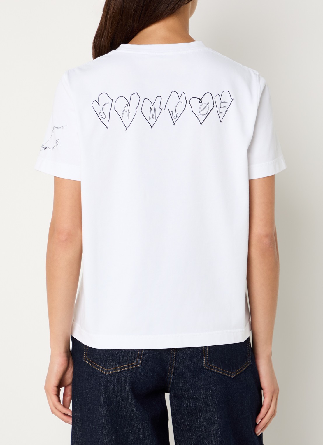 SAMSØE SAMSØE Sacamino T-shirt met logo- en backprint - achterkant 4 wit