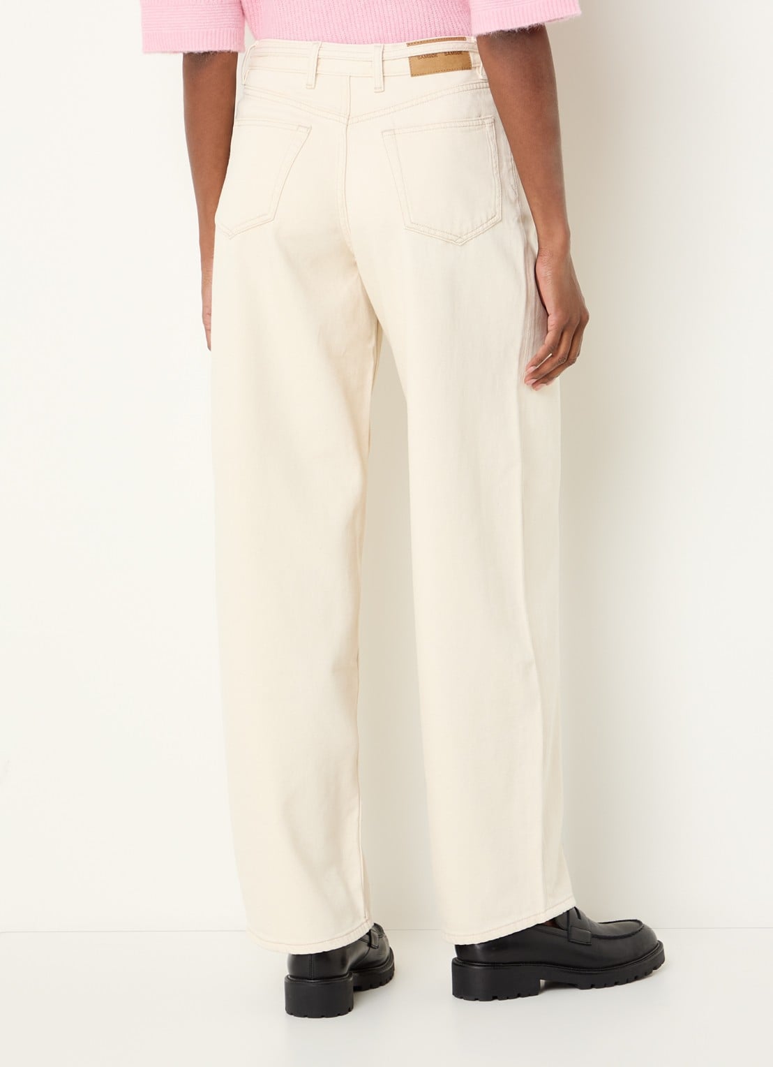 SAMSØE SAMSØE Saharper high waist loose fit jeans met strikceintuur - achterkant 5 creme