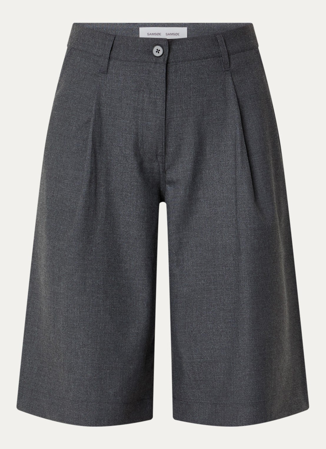 SAMSØE SAMSØE Saharper high waist straight fit korte pantalon met steekzakken - voorkant 2 donkergrijs