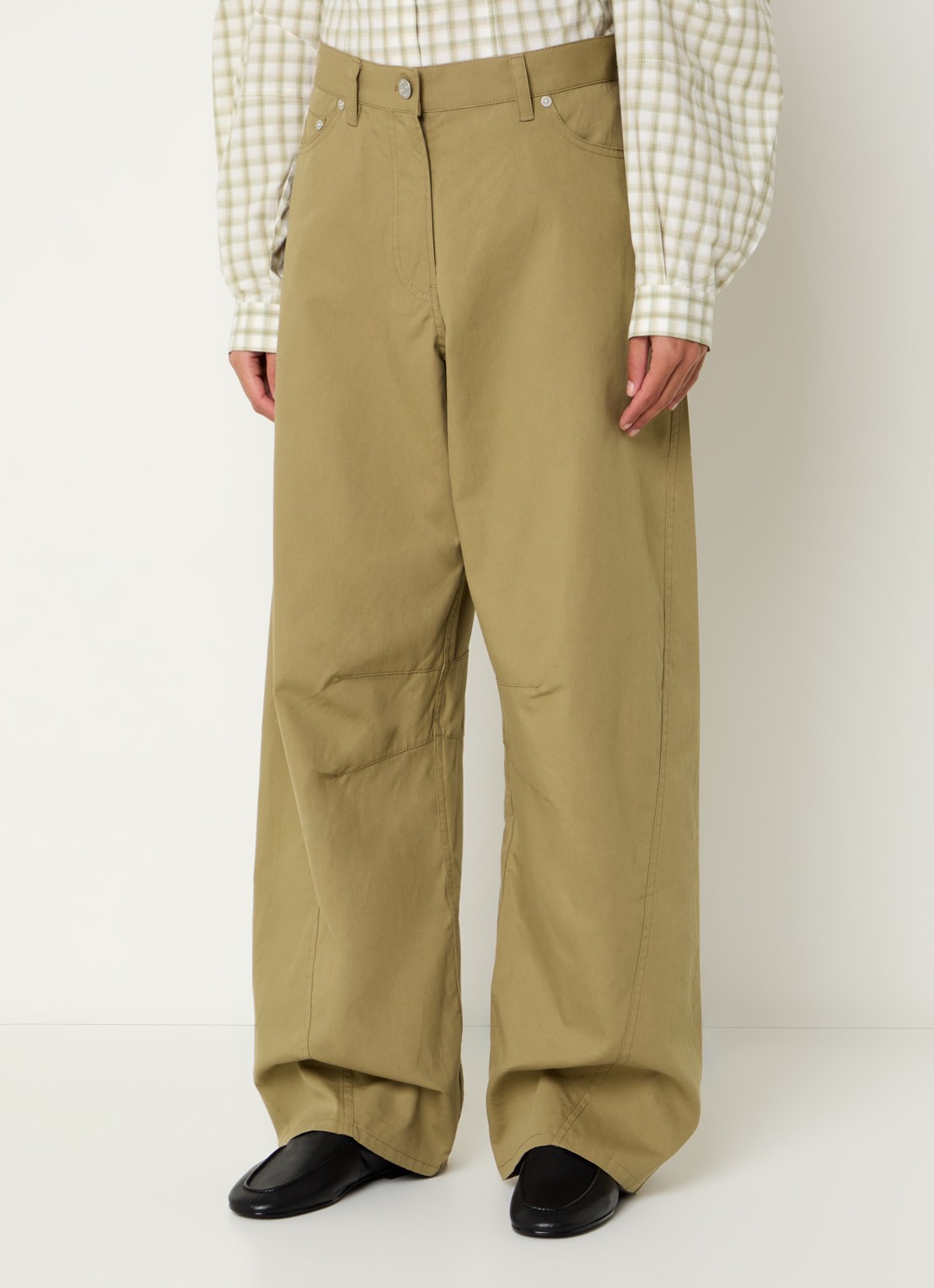 SAMSØE SAMSØE Saharpo high waist wide fit chino met steekzakken - detail beige
