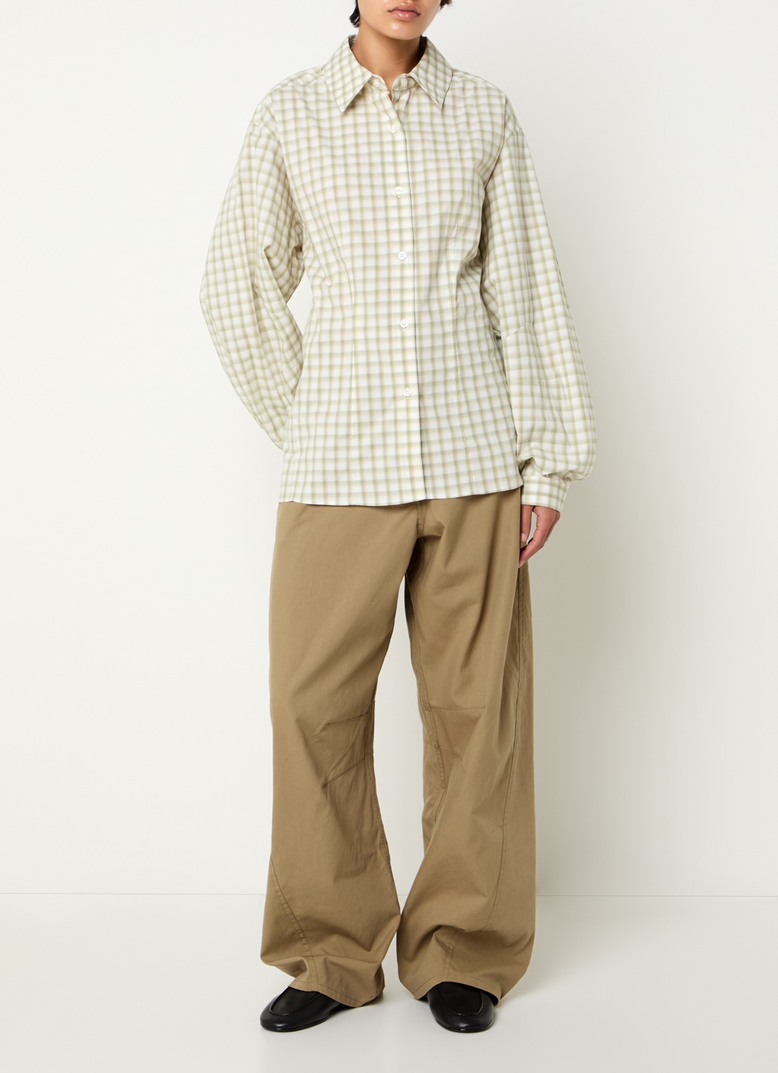 SAMSØE SAMSØE Saharpo high waist wide fit chino met steekzakken - voorkant 5 beige