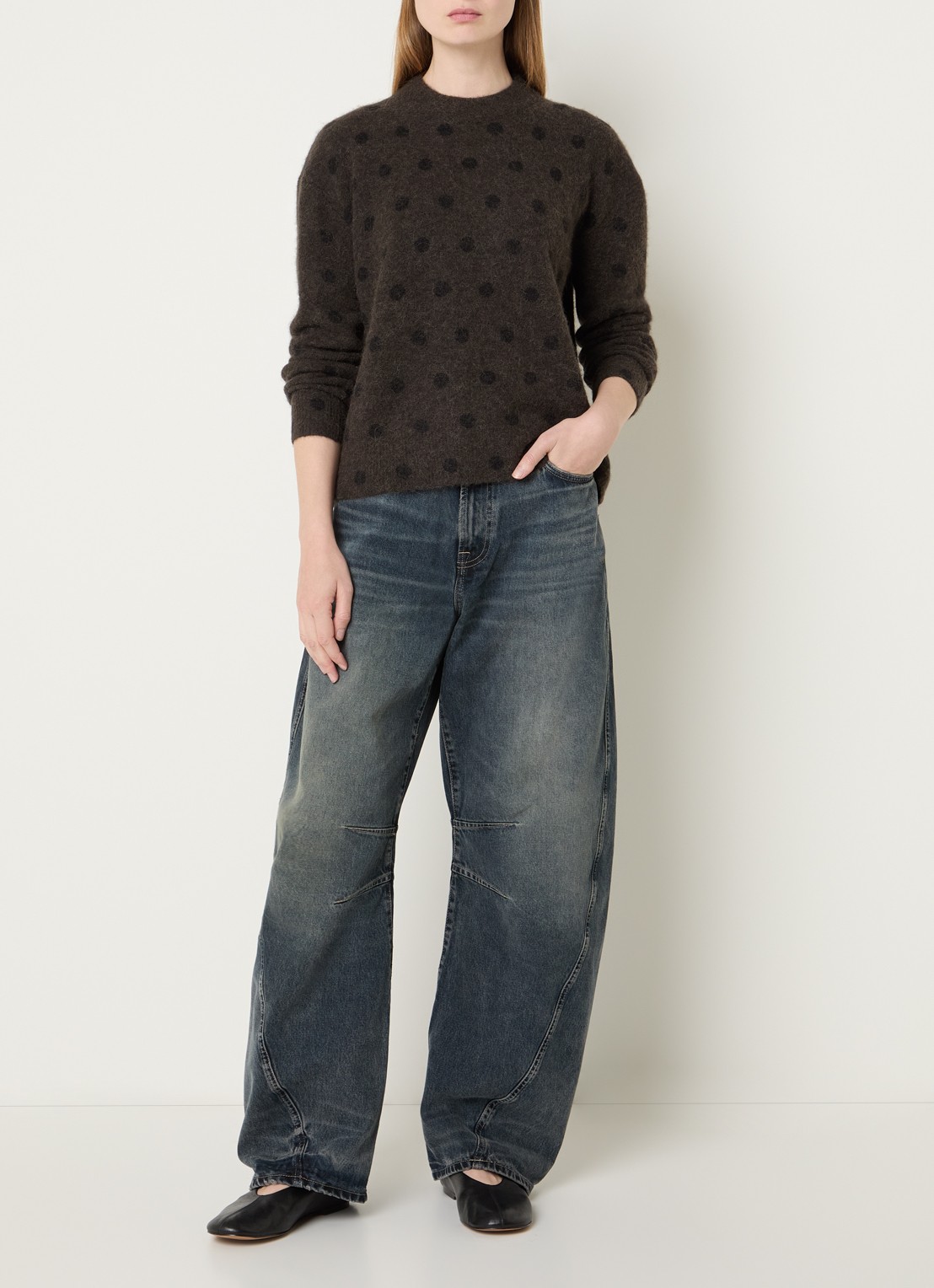 SAMSØE SAMSØE Saharpo mid waist wide fit jeans met medium wassing - voorkant 3 jeans