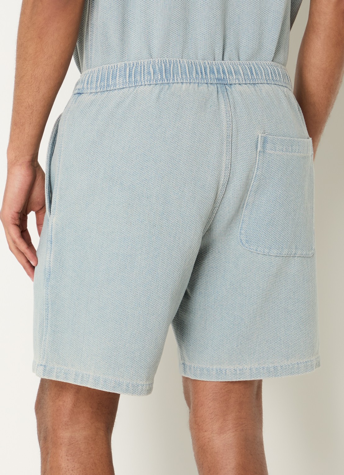 SAMSØE SAMSØE Sajabari loose fit korte broek met structuur - achterkant 3 blauwgrijs