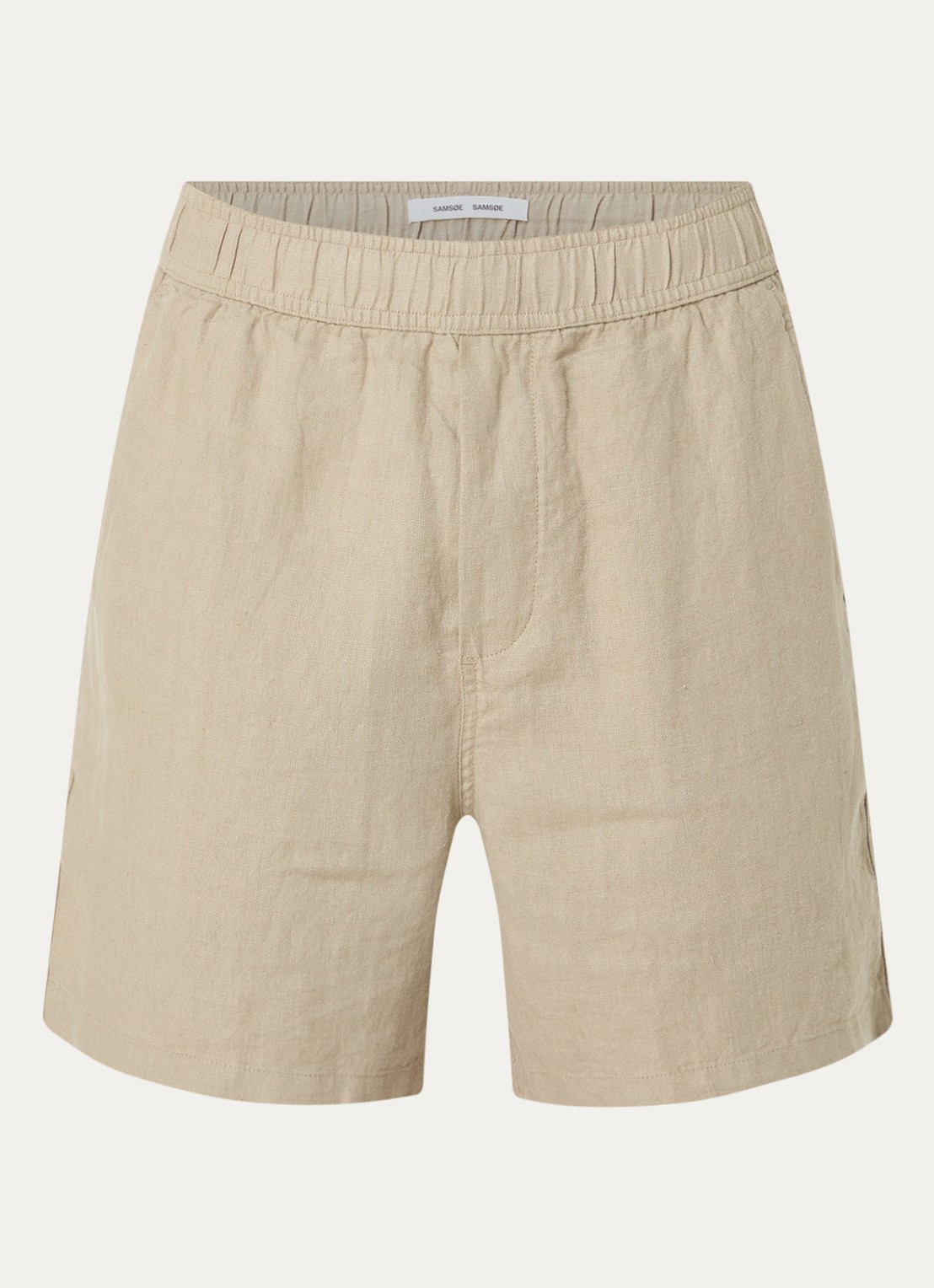 SAMSØE SAMSØE Sajabari straight fit korte broek van linnen - voorkant 3 beige