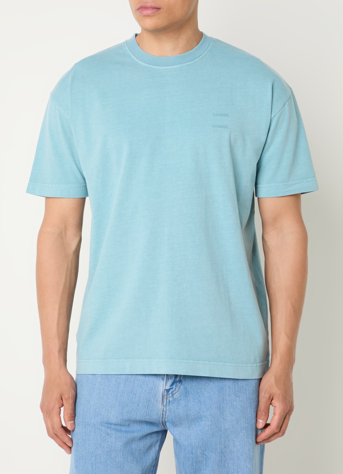 SAMSØE SAMSØE Sajoel T-shirt met logo - detail aquablauw
