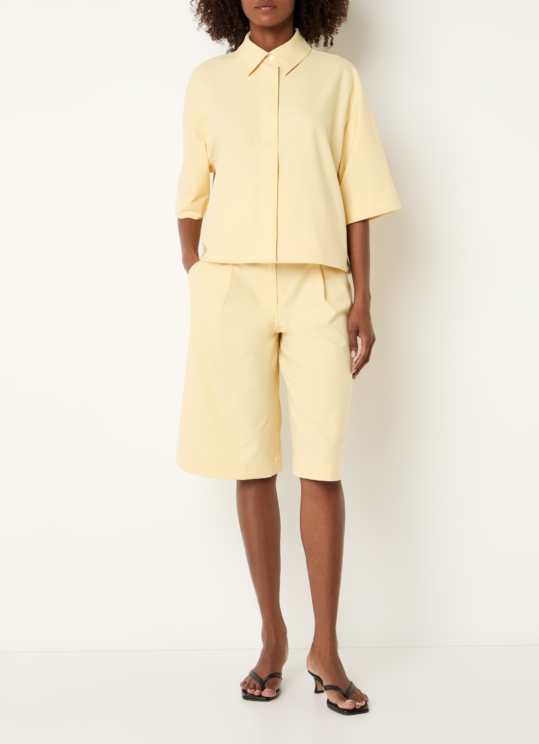 SAMSØE SAMSØE Salulu blouse met stretch - voorkant 2 lichtgeel