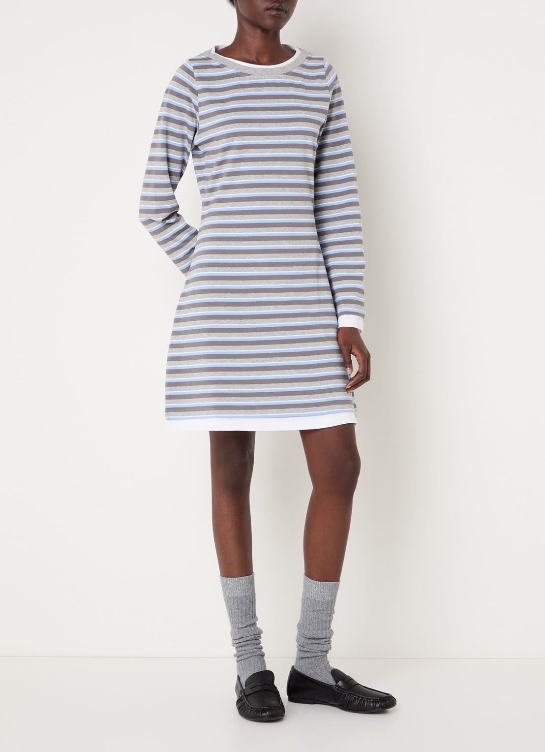 SAMSØE SAMSØE Samadison midi T-shirt jurk met streepprint - voorkant 3 rood