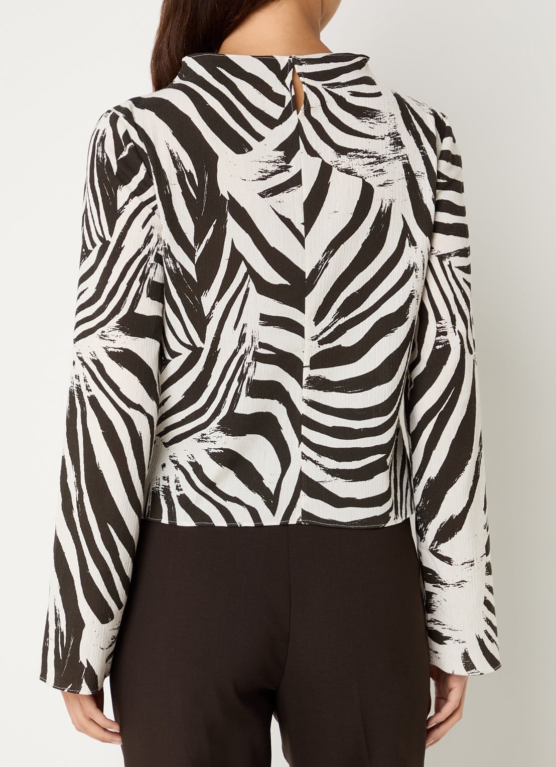 SAMSØE SAMSØE Samiller top in linnenblend met zebraprint - achterkant 4 gebroken wit