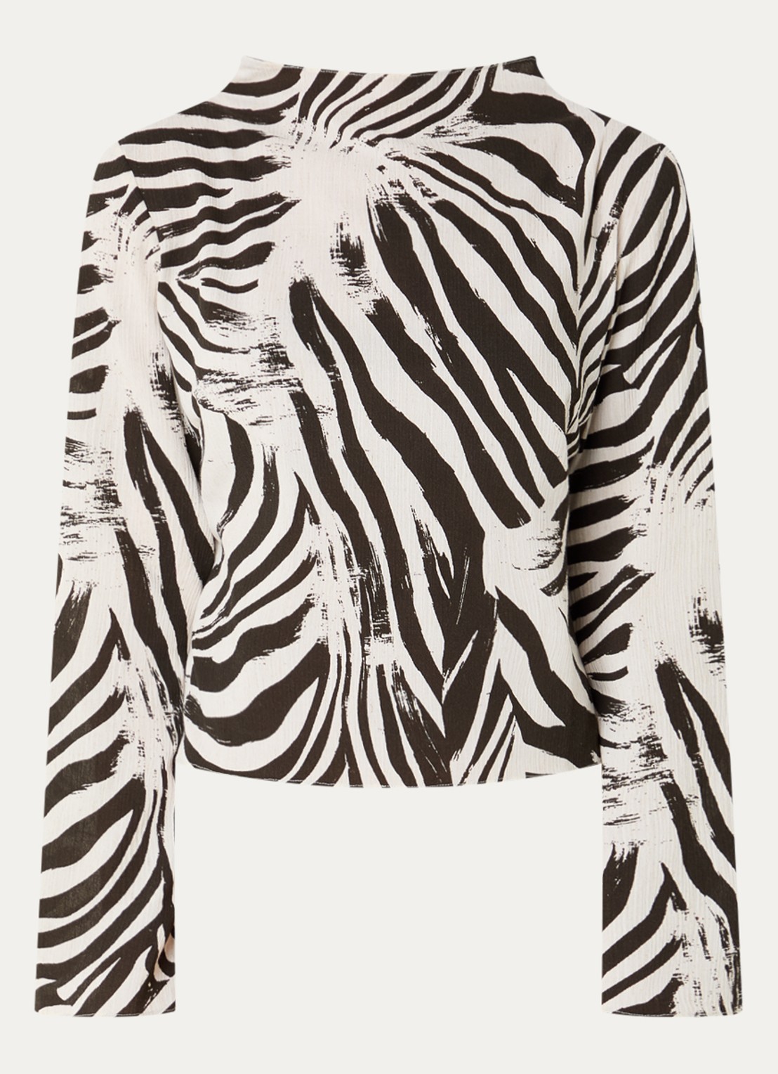 SAMSØE SAMSØE Samiller top in linnenblend met zebraprint - voorkant 2 gebroken wit