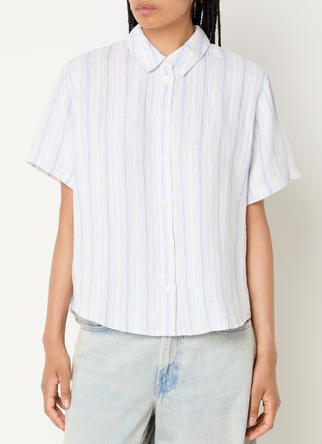SAMSØE SAMSØE Samina blouse met streepprint - detail 4 blauw